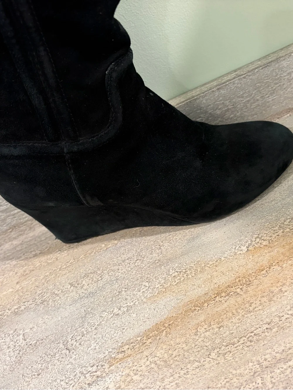 Tory Burch Black Knee-High Wedge Boot - Suede Classic Women’s Boot